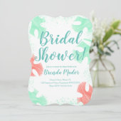 Invitation Aquarelle Monstera Feuilles Baby shower Coral Mint (Debout devant)