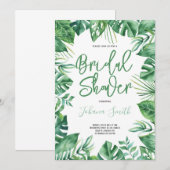 Invitation Aquarelle Monstera Feuilles Fête des mariées tropi (Devant / Derrière)