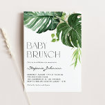 Invitation Aquarelle Monstera Verdure Tropical Baby Brunch<br><div class="desc">famille Invitation et amis à votre événement avec cette invitation personnalisée pour un brunch baby shower tropical. il présente des illustrations aquarelles de feuilles monstères avec des accents faux feuille d'or. Personnalisez cette invitation monstrueuse pour le brunch en ajoutant vos propres détails. Cette invitation au brunch pour bébés verdoyant est...</div>