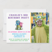 Invitation Aquarelle Monsters Fête d'anniversaire de l'enfant (Devant)