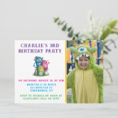 Invitation Aquarelle Monsters Fête d'anniversaire de l'enfant (Debout devant)