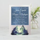Invitation Aquarelle Montagnes Blue 2 Mariage (Debout devant)