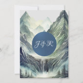 Invitation Aquarelle Montagnes Blue 2 Mariage (Dos)