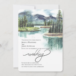 Invitation Aquarelle Montagnes Peint Mariage