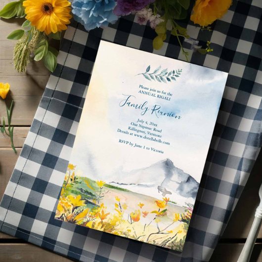 Invitation Aquarelle Montagnes Réunion familiale