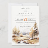 Invitation Aquarelle Muet Automne Mariage paysage Automne (Devant)