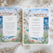 Invitation Aquarelle Mykonos Mer Moulins Mariage
