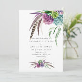 Invitation Aquarelle mystique Boho Mariage succulent (Debout devant)