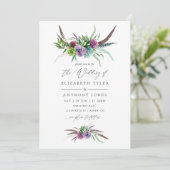 Invitation Aquarelle mystique Boho Mariage succulent (Debout devant)