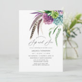 Invitation Aquarelle mystique Boho Succulent Sip et voir (Debout devant)