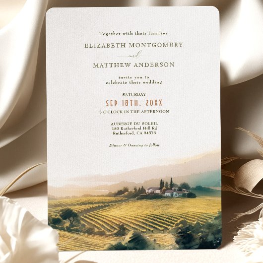 Invitation Aquarelle Napa Sonoma Valley Mariage