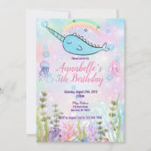 Invitation Aquarelle Narwhal sous la mer (Devant)