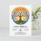 Invitation Aquarelle Nature Arbre de vie Anniversaire (Debout devant)