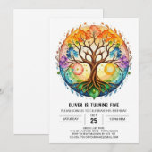 Invitation Aquarelle Nature Arbre de vie Anniversaire (Devant / Derrière)