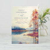 Invitation Aquarelle Nature Automne Mariage Paysage (Debout devant)