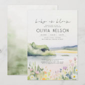 Invitation Aquarelle Nature et Baby shower Fleur sauvage (Devant / Derrière)