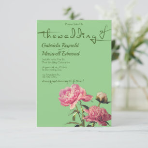 Invitation Aquarelle Nature Verdure Peony Floral Mariage