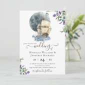 Invitation Aquarelle nautique navire Mariage de la lavande de (Debout devant)