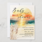 Invitation Aquarelle Nautique Océan Sunset Beach Baby shower (Devant)