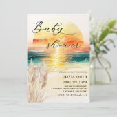 Invitation Aquarelle Nautique Océan Sunset Beach Baby shower (Debout devant)