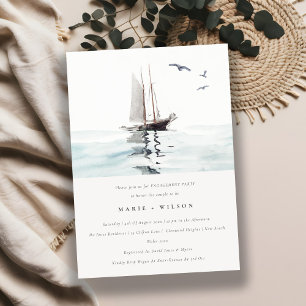 Invitation Aquarelle Nautique voile Yacht Fiançailles de mer