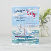Invitation Aquarelle Nautique Yacht Soixante Anniversaire (Debout devant)
