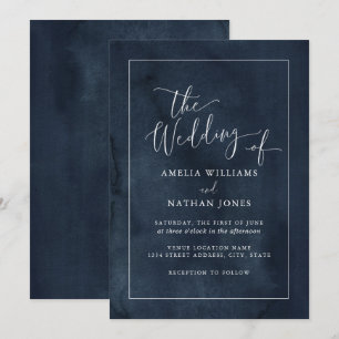 Invitation Aquarelle Navy Le Mariage de Mariage