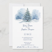 Invitation Aquarelle Neige couvert Baby shower À feuillage pe (Devant)