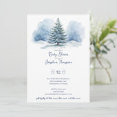 Invitation Aquarelle Neige couvert Baby shower À feuillage pe (Debout devant)