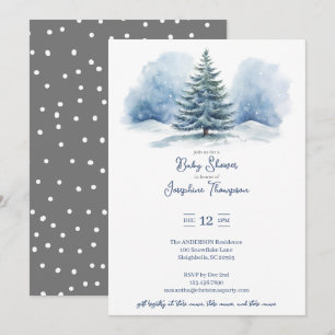 Invitation Aquarelle Neige couvert Baby shower À feuillage pe