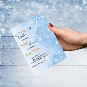 Invitation Aquarelle Neige en Amour Mariage d'Hiver