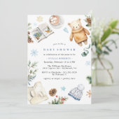 Invitation Aquarelle neutre | Baby shower d'hiver confortable (Debout devant)