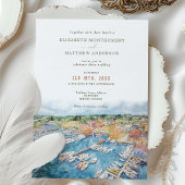 Invitation Aquarelle Newport Harbour Mariage côtier