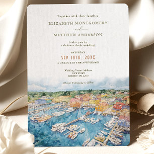 Invitation Aquarelle Newport Harbour Mariage côtier