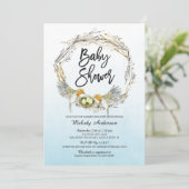 Invitation Aquarelle nid d'oiseaux Triplets Baby shower Invit (Debout devant)