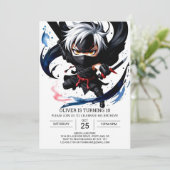 Invitation Aquarelle Ninja Aventure Anniversaire (Debout devant)