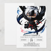 Invitation Aquarelle Ninja Aventure Anniversaire (Devant / Derrière)