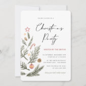 Invitation Aquarelle Noël Arbre de Noël Elégante fête de vaca (Devant)