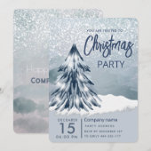 Invitation Aquarelle Noël arbre d'hiver (Devant / Derrière)