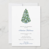 Invitation Aquarelle Noël Arbre garçon Baby shower fête (Devant)