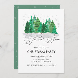 Invitation Aquarelle Noël Arbres Fête de Noël