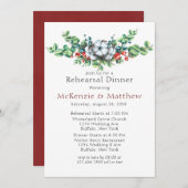 Invitation Aquarelle Noël Berry Dîner de répétition de coton (Devant / Derrière)