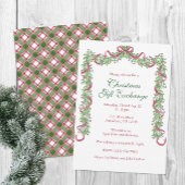 Invitation Aquarelle Noël Bourgogne Vert Plaid Garland