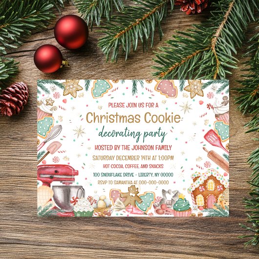 Invitation Aquarelle Noël Cookie Décoration Party