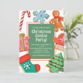 Invitation Aquarelle Noël Cookie Décoration Party (Debout devant)