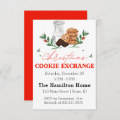 Invitation Aquarelle Noël Cookie Exchange Party Invitat (Devant / Derrière)