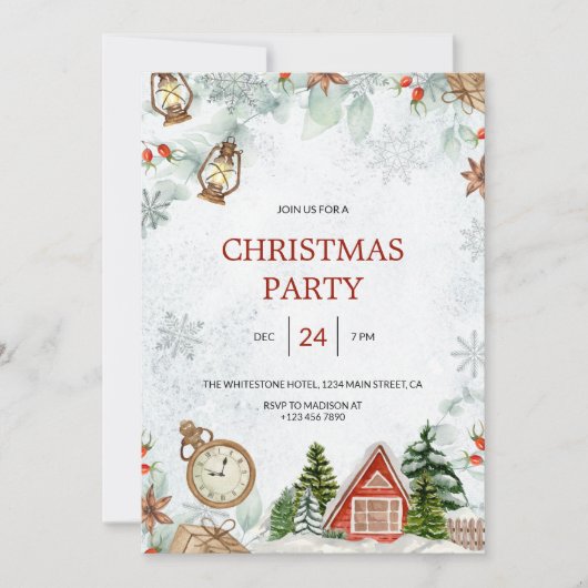 Invitation Aquarelle Noël Fairytale (Devant)