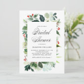 Invitation Aquarelle Noël Fête des mariées cadre verdure (Debout devant)