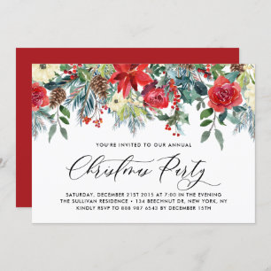 Invitation Aquarelle Noël Floral Garland Fête