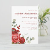 Invitation Aquarelle Noël Floral | Holiday Open House (Debout devant)